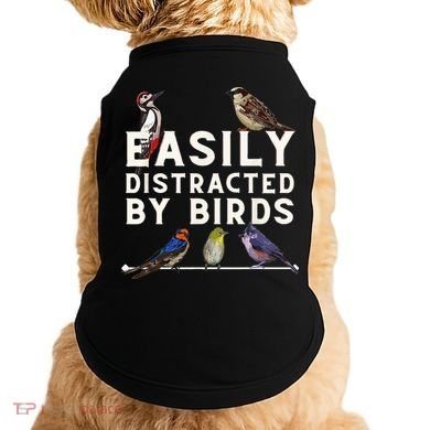 Easily Distracted By Birds Funny Bird Lover Birdwatching Doggie Tank