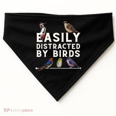 Easily Distracted By Birds Funny Bird Lover Birdwatching USA-Made Doggie Bandana