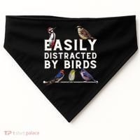 Easily Distracted By Birds Funny Bird Lover Birdwatching USA-Made Doggie Bandana thumb 0
