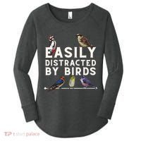 Easily Distracted By Birds Funny Bird Lover Birdwatching Women's Perfect Tri Tunic Long Sleeve Shirt thumb 0