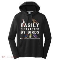 Easily Distracted By Birds Funny Bird Lover Birdwatching Performance Fleece Hoodie thumb 0