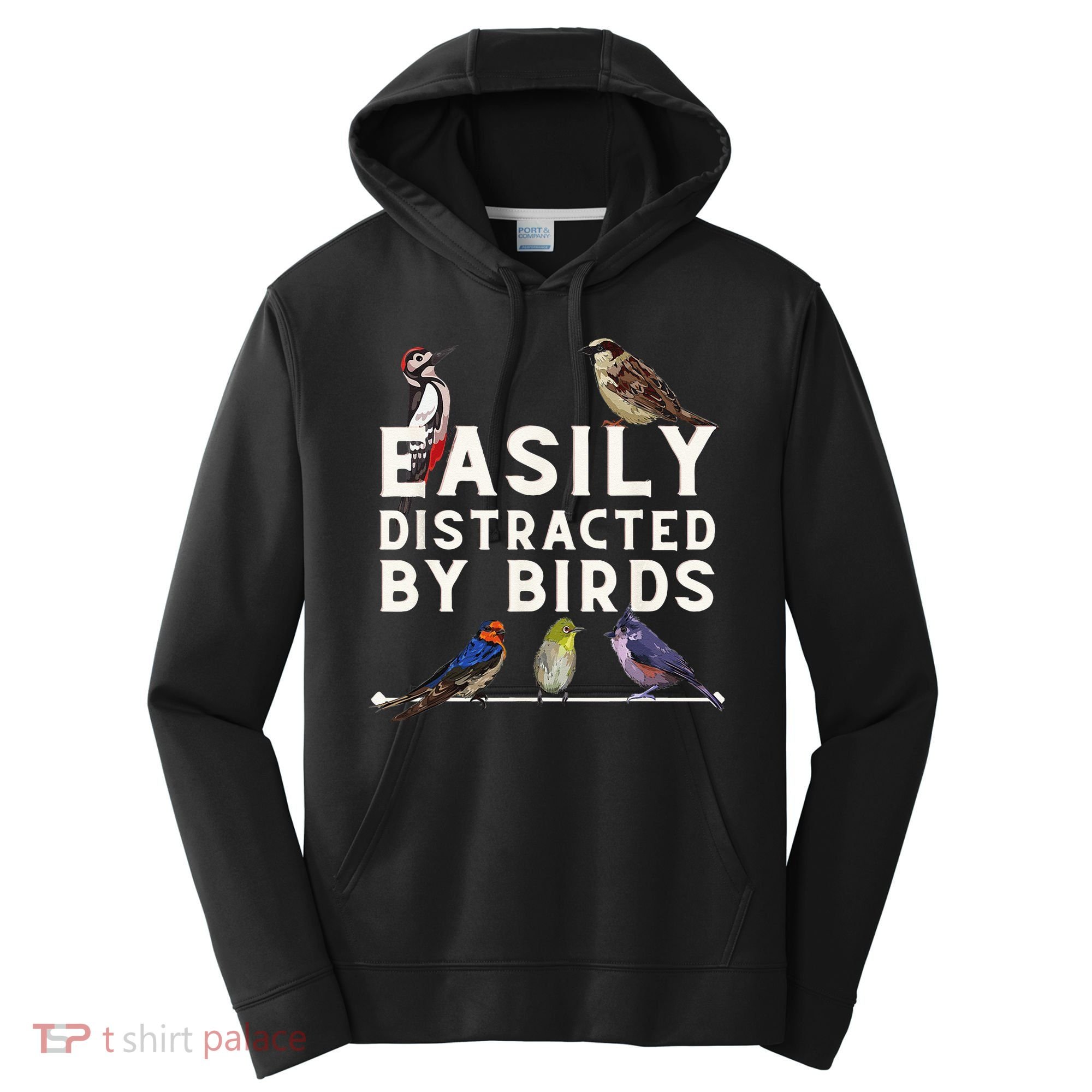 Easily Distracted By Birds Funny Bird Lover Birdwatching Performance Fleece Hoodie