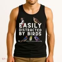 Easily Distracted By Birds Funny Bird Lover Birdwatching Tank Top thumb 3