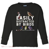 Easily Distracted By Birds Funny Bird Lover Birdwatching Toddler Long Sleeve Shirt thumb 0