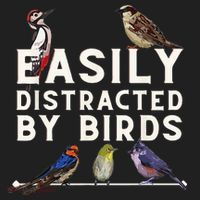 Easily Distracted By Birds Funny Bird Lover Birdwatching Golf Towel thumb 3