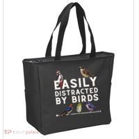 Easily Distracted By Birds Funny Bird Lover Birdwatching Tote Bag thumb 2