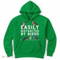 Easily Distracted By Birds Funny Bird Lover Birdwatching Hoodie thumb 0
