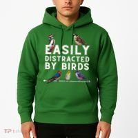 Easily Distracted By Birds Funny Bird Lover Birdwatching Hoodie thumb 2