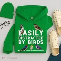 Easily Distracted By Birds Funny Bird Lover Birdwatching Hoodie thumb 4