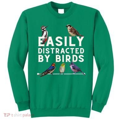 Easily Distracted By Birds Funny Bird Lover Birdwatching Sweatshirt