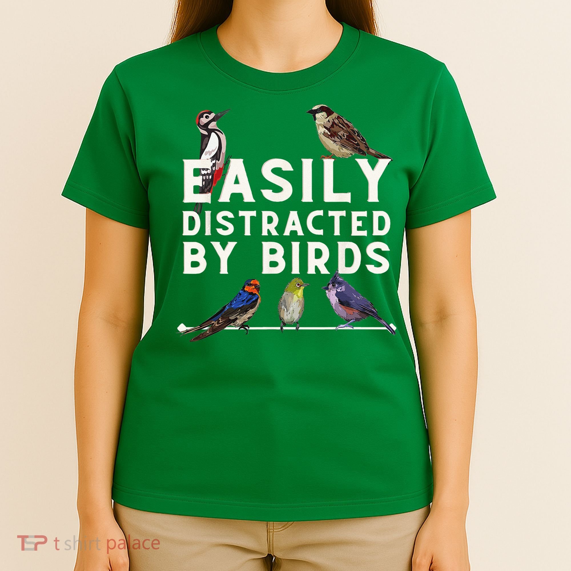 Easily Distracted By Birds Funny Bird Lover Birdwatching T-Shirt