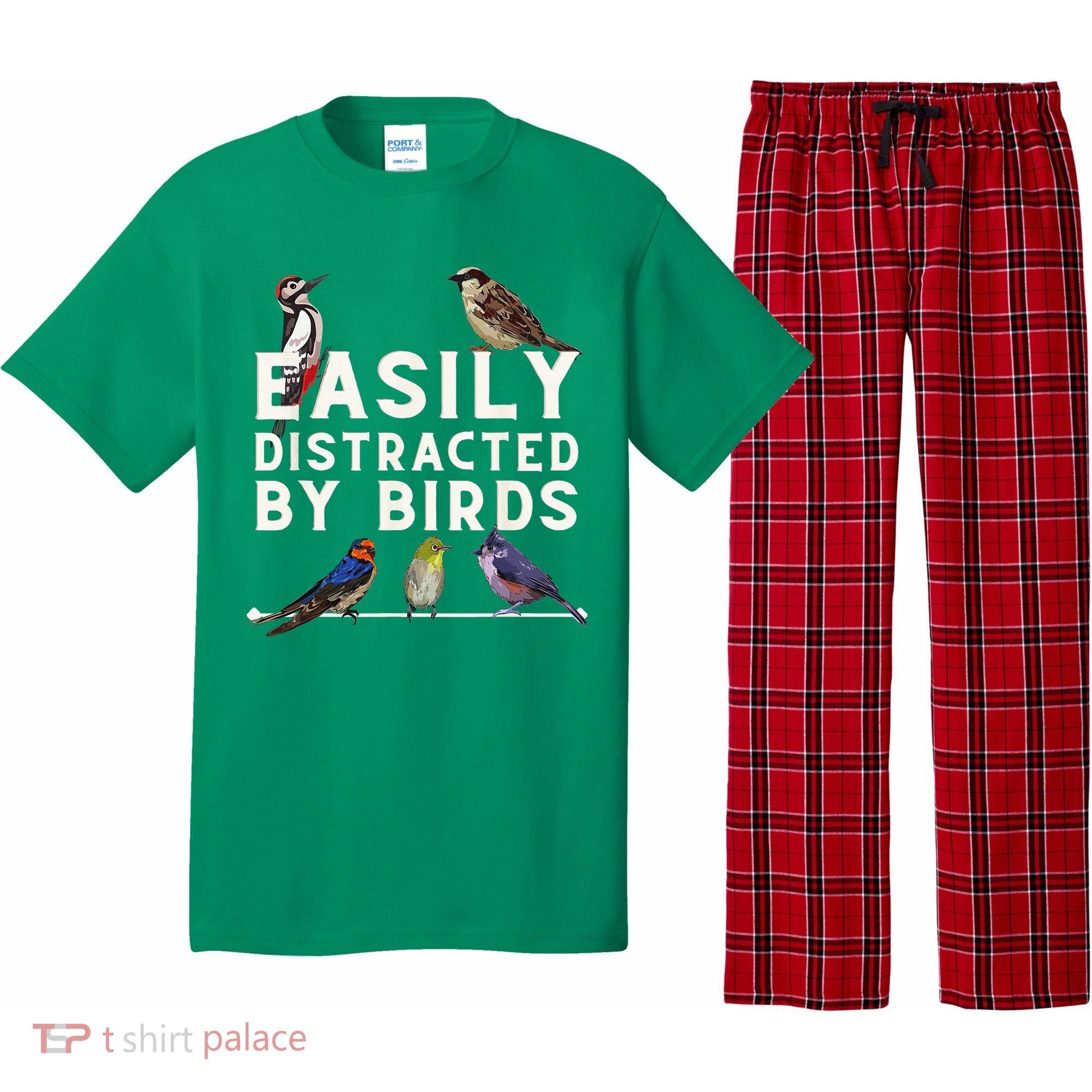 Easily Distracted By Birds Funny Bird Lover Birdwatching Pajama Set