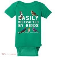 Easily Distracted By Birds Funny Bird Lover Birdwatching Baby Bodysuit thumb 0