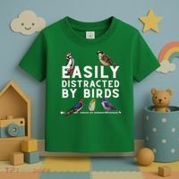 Easily Distracted By Birds Funny Bird Lover Birdwatching Toddler T-Shirt thumb 3