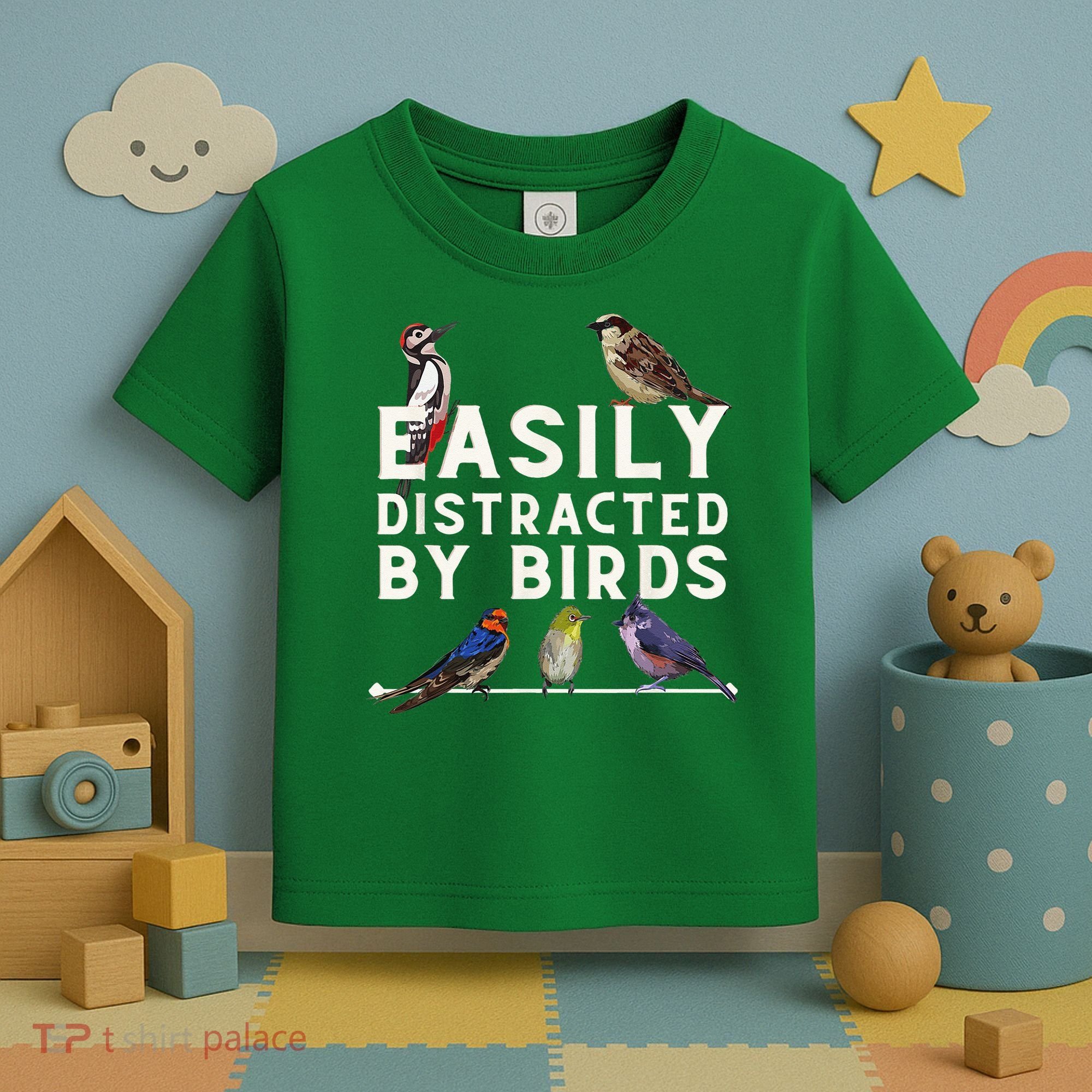 Easily Distracted By Birds Funny Bird Lover Birdwatching Toddler T-Shirt