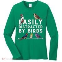 Easily Distracted By Birds Funny Bird Lover Birdwatching Women's Long Sleeve Shirt thumb 0