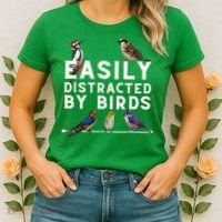 Easily Distracted By Birds Funny Bird Lover Birdwatching Women's T-Shirt thumb 2