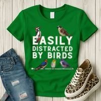 Easily Distracted By Birds Funny Bird Lover Birdwatching Women's T-Shirt thumb 3
