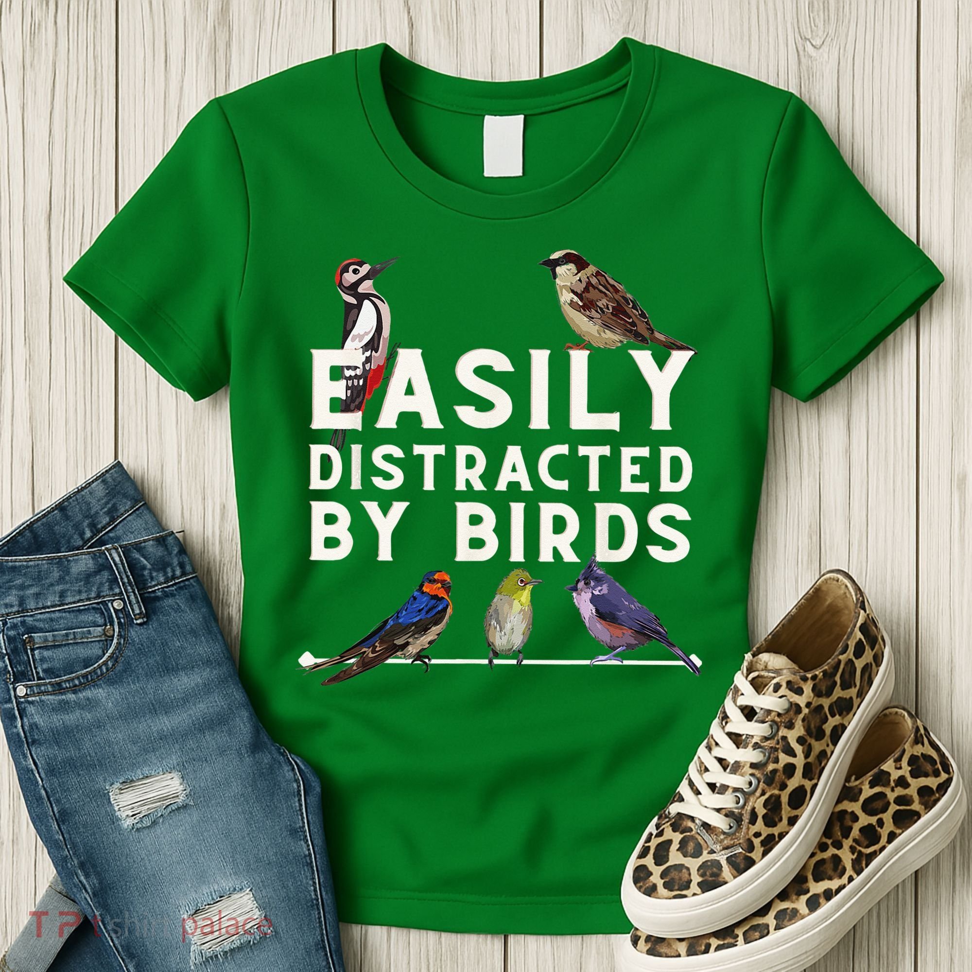 Easily Distracted By Birds Funny Bird Lover Birdwatching Women's T-Shirt