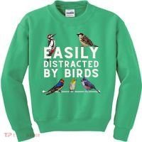 Easily Distracted By Birds Funny Bird Lover Birdwatching Kids Sweatshirt thumb 0