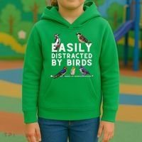 Easily Distracted By Birds Funny Bird Lover Birdwatching Kids Hoodie thumb 3