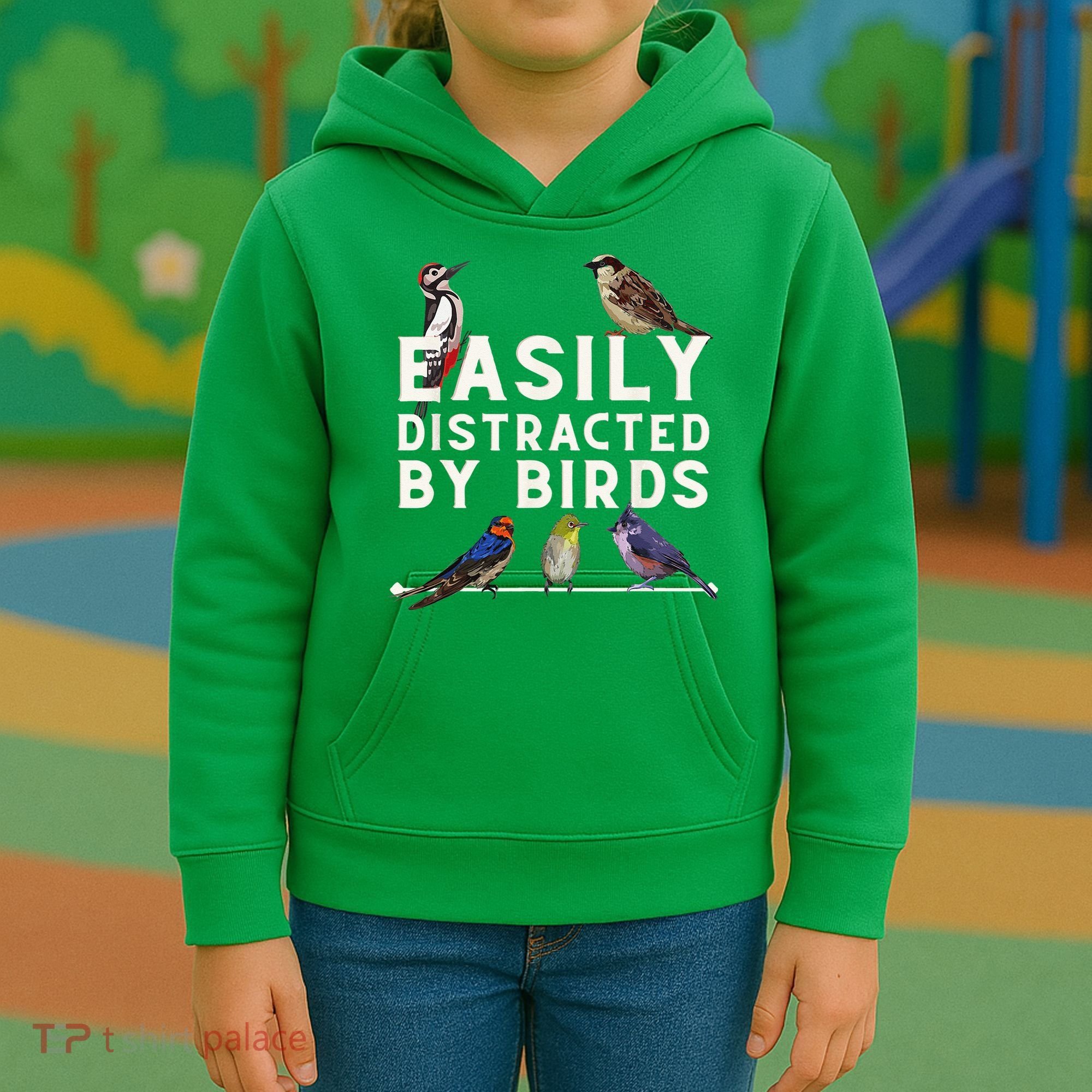 Easily Distracted By Birds Funny Bird Lover Birdwatching Kids Hoodie