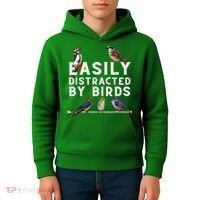 Easily Distracted By Birds Funny Bird Lover Birdwatching Kids Hoodie thumb 4