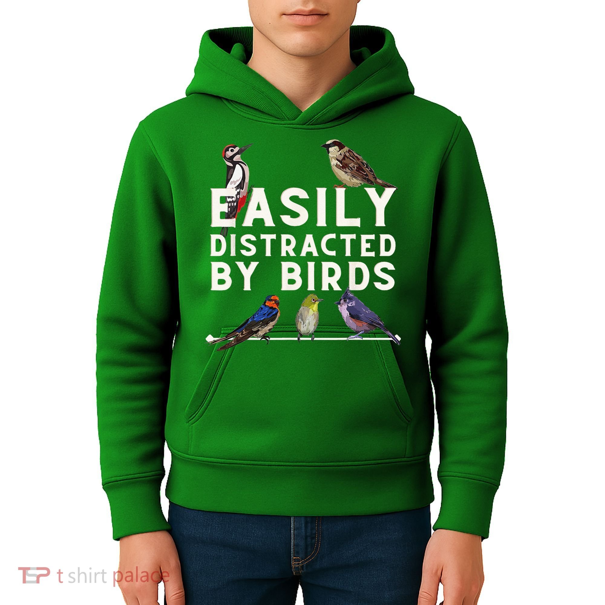 Easily Distracted By Birds Funny Bird Lover Birdwatching Kids Hoodie