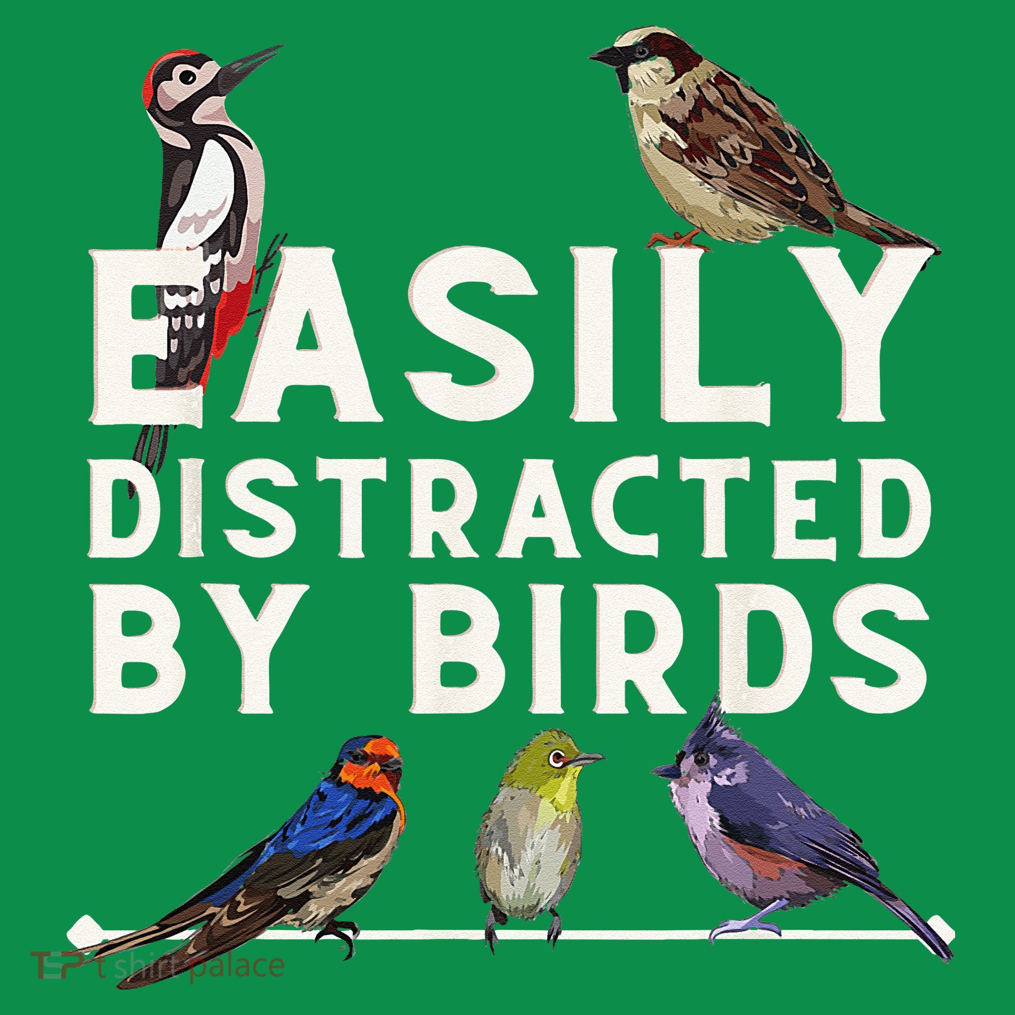 Easily Distracted By Birds Funny Bird Lover Birdwatching Kids Long Sleeve Shirt