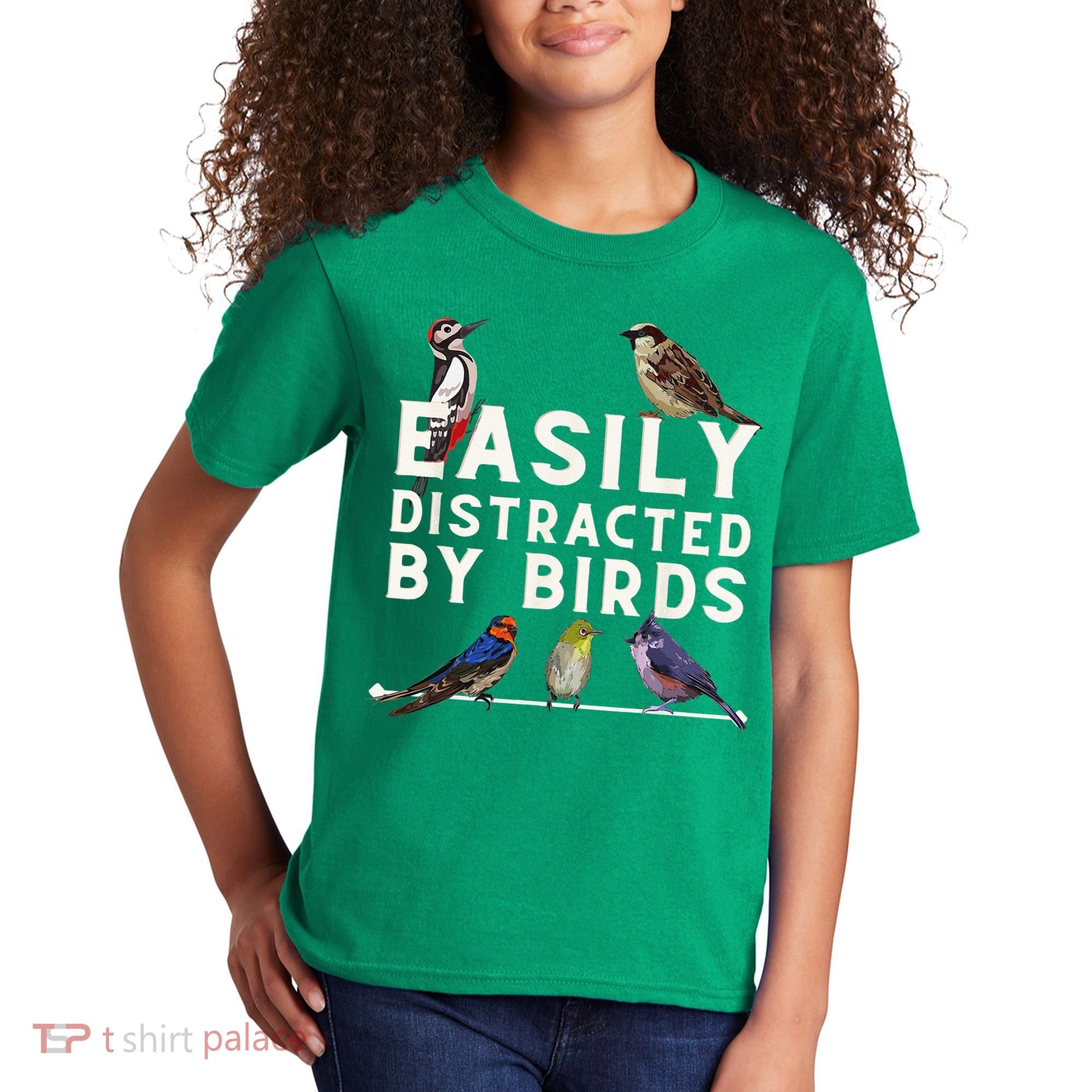 Easily Distracted By Birds Funny Bird Lover Birdwatching Kids T-Shirt