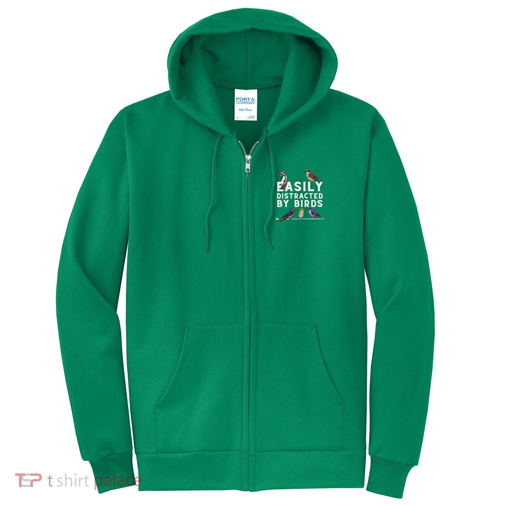 Easily Distracted By Birds Funny Bird Lover Birdwatching Full Zip Hoodie