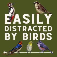Easily Distracted By Birds Funny Bird Lover Birdwatching The Baniff Cuffed Pom Beanie thumb 2