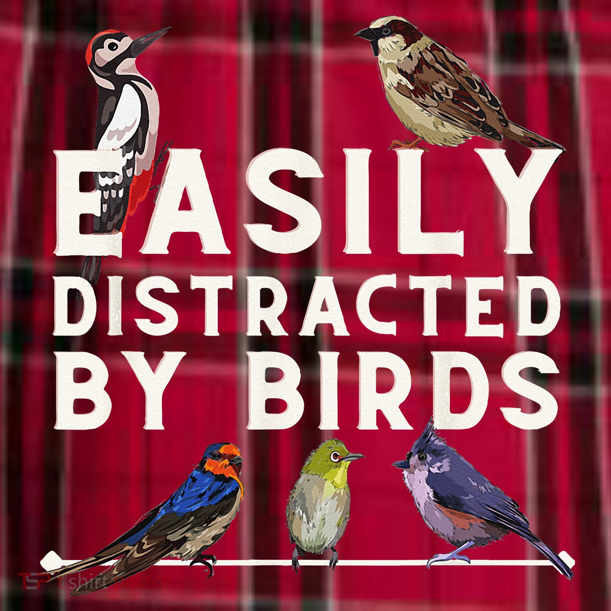 Easily Distracted By Birds Funny Bird Lover Birdwatching Women's Flannel Plaid Pajama Pants