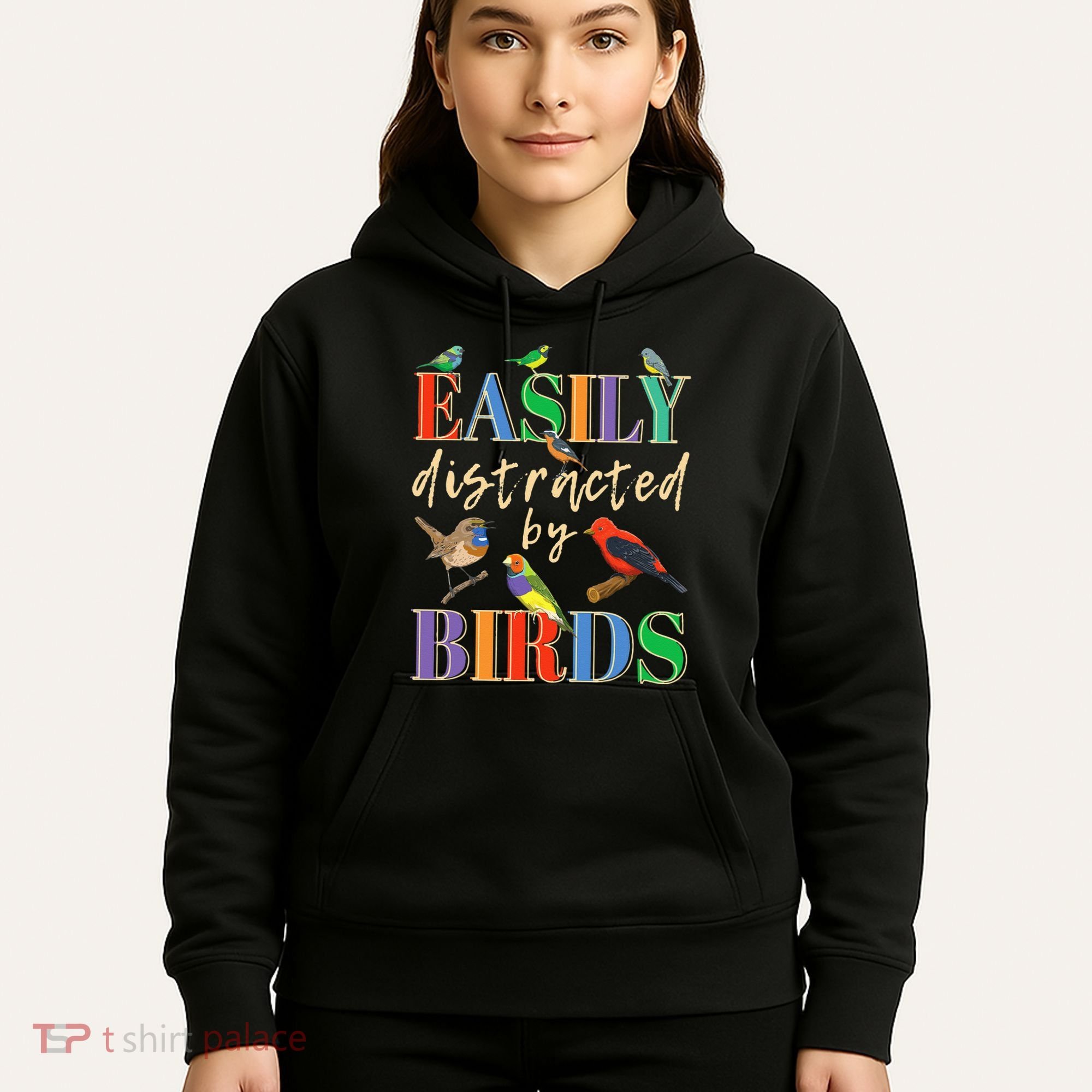 Easily Distracted By Birds Funny Bird Lover Hoodie