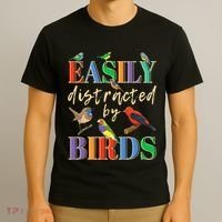 Easily Distracted By Birds Funny Bird Lover T-Shirt thumb 3