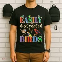 Easily Distracted By Birds Funny Bird Lover T-Shirt thumb 6