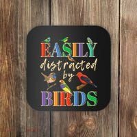 Easily Distracted By Birds Funny Bird Lover Coaster thumb 0