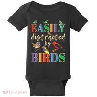 Easily Distracted By Birds Funny Bird Lover Baby Bodysuit thumb 0