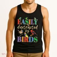 Easily Distracted By Birds Funny Bird Lover Tank Top thumb 3