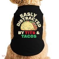Easily Distracted By Tits And Tacos Dirty Adult Humor Doggie Tank thumb 0