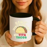 Easily Distracted By Tits And Tacos Dirty Adult Humor Coffee Mug thumb 3