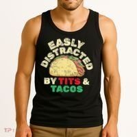 Easily Distracted By Tits And Tacos Dirty Adult Humor Tank Top thumb 3