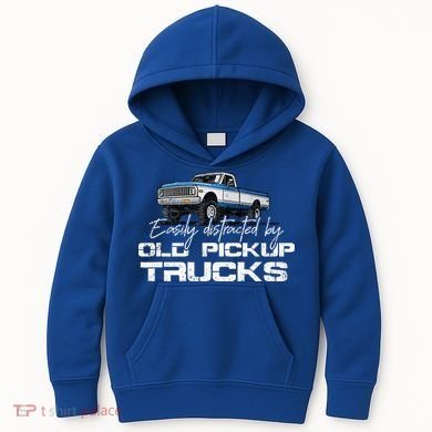 Easily Distracted By Old Pickup Trucks Kids Hoodie