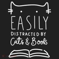 Easily Distracted By Cats And Books Cat & Book Lover Women's Sweatshirt thumb 2