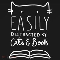 Easily Distracted By Cats And Books Cat & Book Lover T-Shirt thumb 7