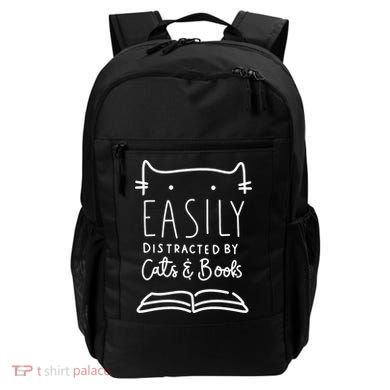 Easily Distracted By Cats And Books Cat & Book Lover Backpack