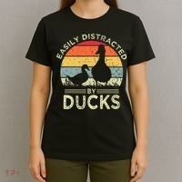 Easily Distracted By Ducks Funny Vintage Duck Lover T-Shirt thumb 4
