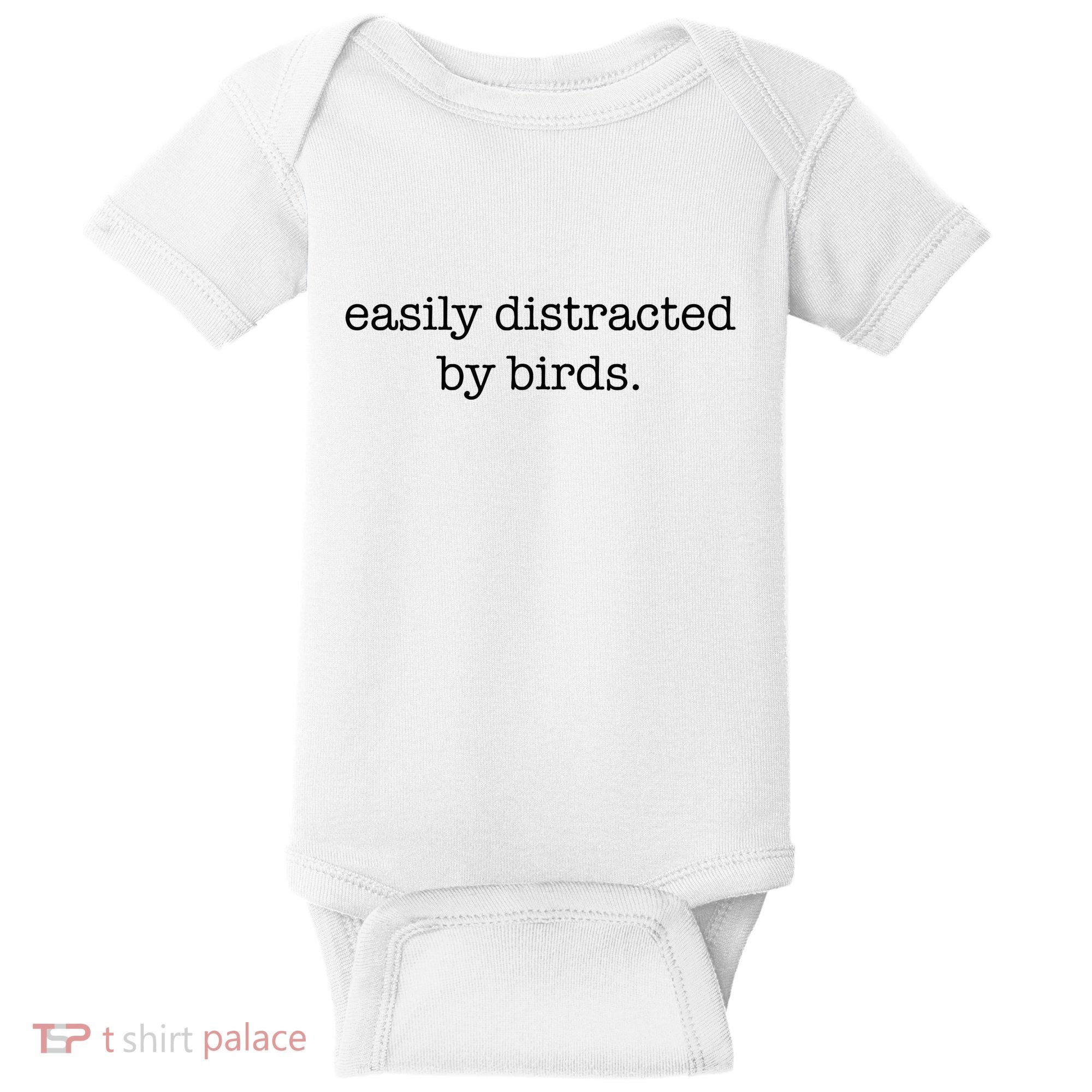 Easily Distracted By Birds Minimalist Birdwatching Birder Baby Bodysuit