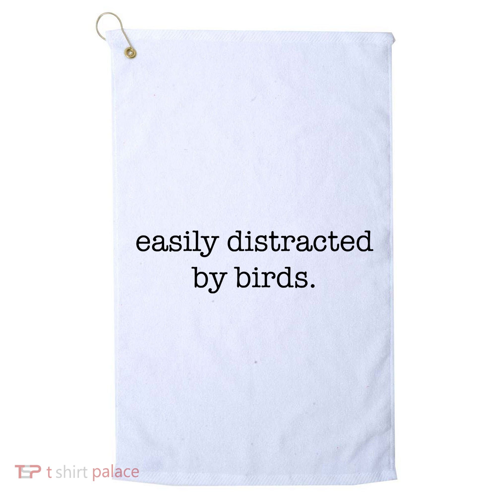 Easily Distracted By Birds Minimalist Birdwatching Birder Golf Towel