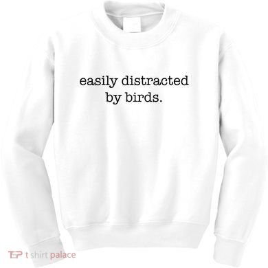 Easily Distracted By Birds Minimalist Birdwatching Birder Kids Sweatshirt